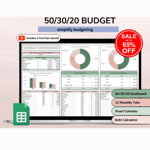 50/30/20 Budget Planner | Smart Money Management Spreadsheet